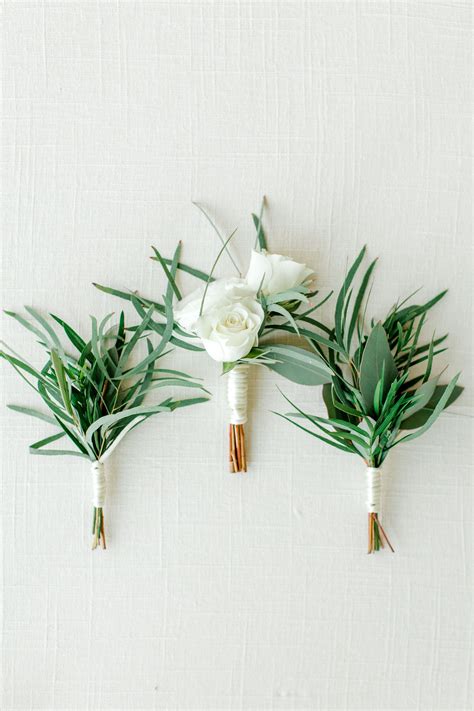 Mixed Greenery Boutonnieres For A Natural And Organic Look