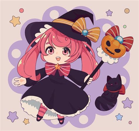Premium Vector Anime Chibi Witch