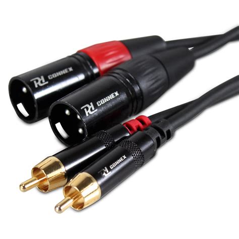 Power Dynamics 2x Xlr Male To 2x Rca Male Connector Cable Audio Wire