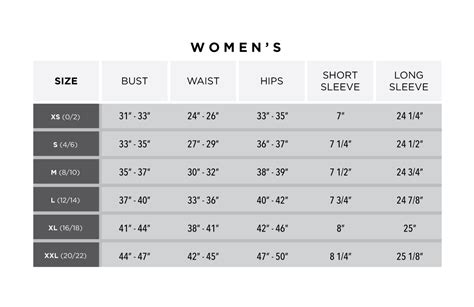 Mens To Womens Clothing Size Conversion Chart