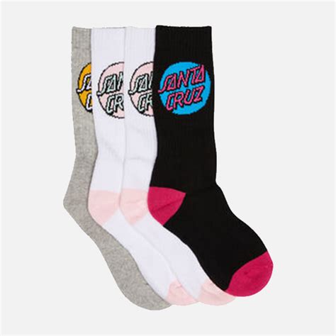 Santa Cruz Socks Pop Dot 4pk Blackwhitegrey Womens Us 6 10