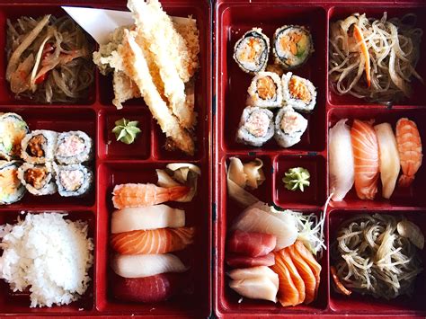 I Ate Japanese Bento Boxes With Assorted Sushi Sashimi Nigiri