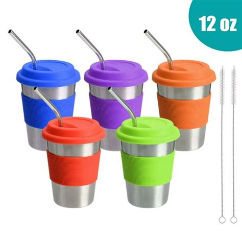 Stainless Steel Cups With Lids And Straws Drinking Tumblers Eco