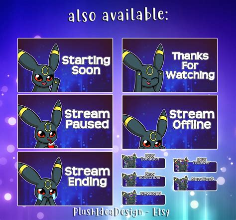 Cute Umbreon Panels 10 Twitch Eeveelution Panels Package Graphics For