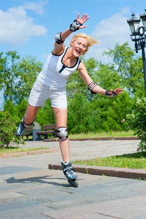 Girl Roller Skating In The Park Stock Image Image Of Exercise