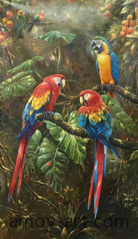 Aa04pr001 17 Parrot China Oil Painting Wholesale Portrait Oil