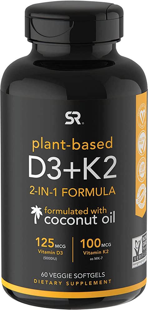 Buy Sports Research Vegan Vitamin D3 K2 With Organic Coconut Oil