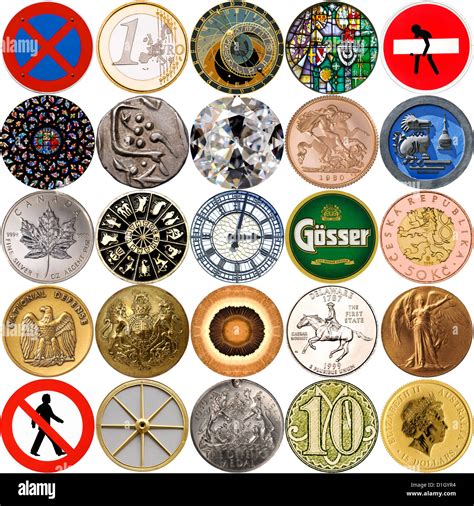 Circular Objects Coins Medals Road Signs Etc Stock Photo Alamy