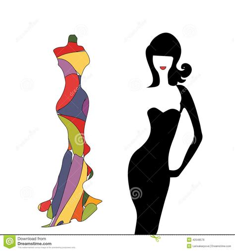 Silhouette Girl Model Sheath Dress At Party Stock Vector Image 42548576