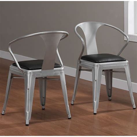 Select wood, metal, iron and upholstered parson chairs, finished in many contemporary colors. INDUSTRIAL Padded Seat Metal Silver Stackable Dining ...