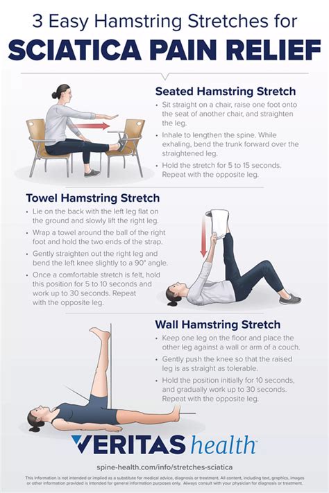 3 Easy Hamstring Stretches For Sciatica Pain Relief Infographic Spine