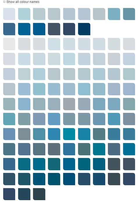 Dulux Muted Blues Color Chart Blue Paint Colors Blue Colour Palette