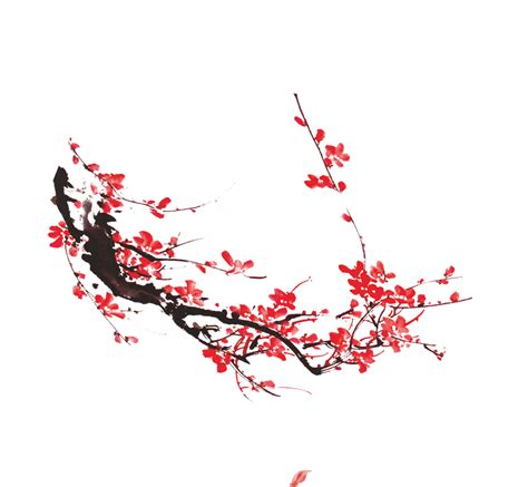 Cherry blossom plum blossom, ornament flower branch png. Chinese flower png, Chinese flower png Transparent FREE ...