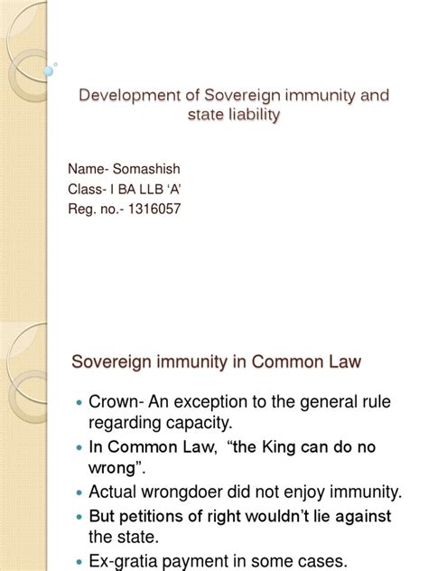 Development Of Sovereign Immunity And State Liability Pdf Sovereign