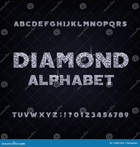 Diamond Crystal Alphabet Font Shiny Bright Letters Symbols And
