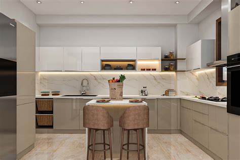 Spacious Kitchen Design With Premium Interiors Livspace