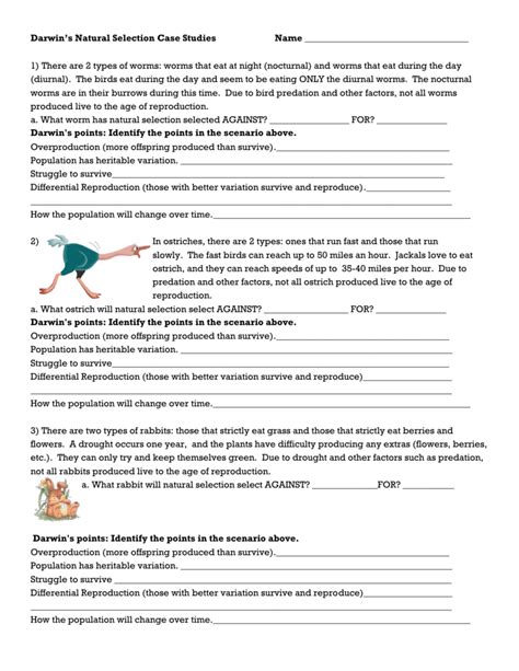 Check spelling or type a new query. Darwin's Natural Selection Worksheets