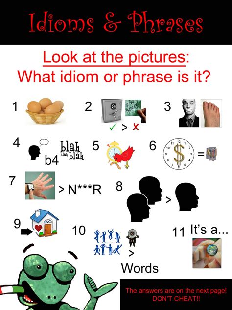 Idioms and phrases picture quiz | Idioms and phrases, Word ...