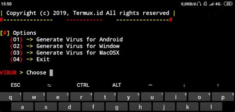 3.) pilih jenis virus nya nah sekarang kita pilih jenis virus nya dulu ya. Cara Membuat Virus di Termux 100% Work - Asalkata