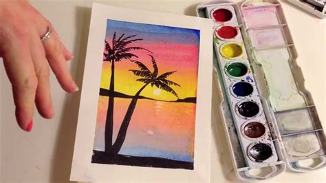 Animeoutline provides easy to follow anime and manga style drawing tutorials and tips for beginners. How to paint a sunset with palm trees in watercolor - YouTube