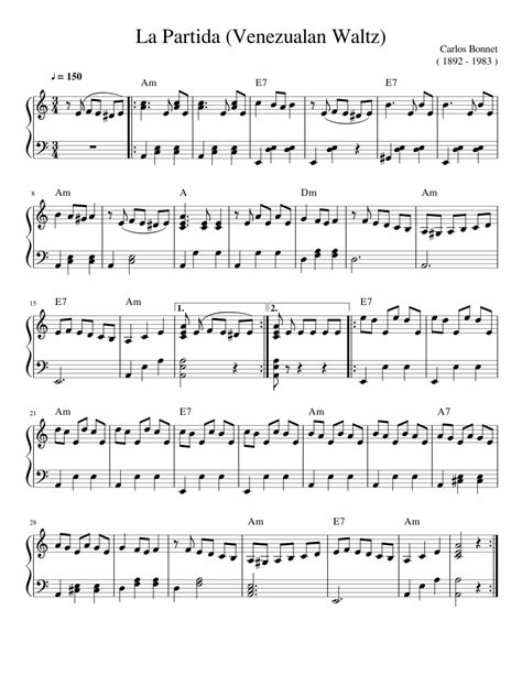 La Partida Venezualan Waltz Sheet Music For Accordion Solo