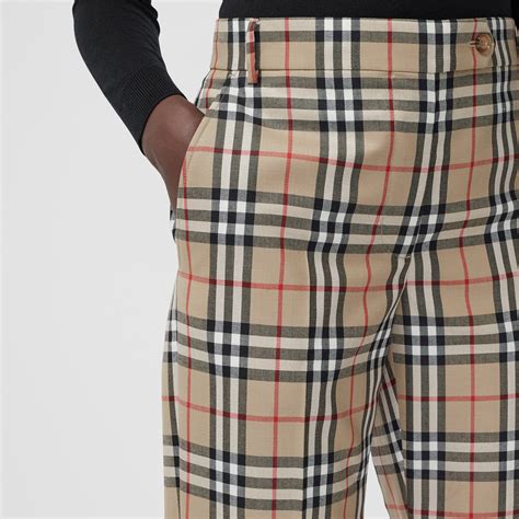 Vintage Check Wool Tailored Trousers In Archive Beige Women