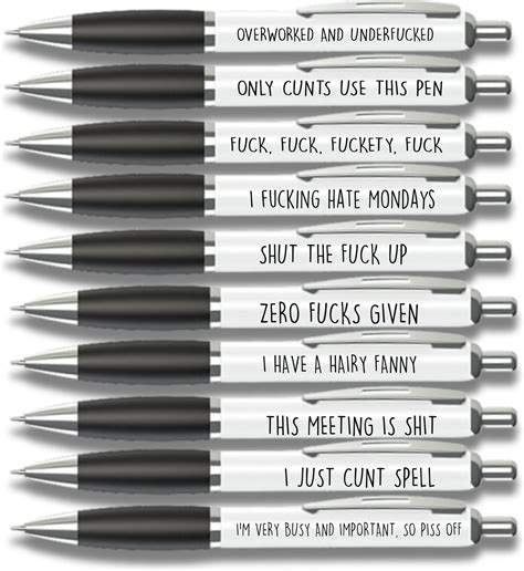 Cheeky Chops Pack Of Ballpoint Pens Funny Pen Set For Colleagues