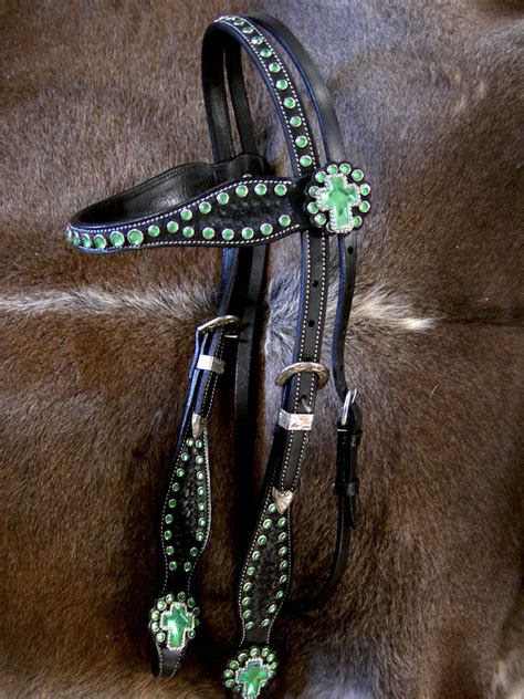 Show Tack Horse Bridle Western Leather Headstall Lime Green 8275h Ebay