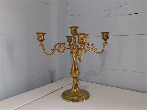 Vintage Candelabra Brass 5 Candle Candlestick Holder Table Decor Home Decor Lighting Photo Prop