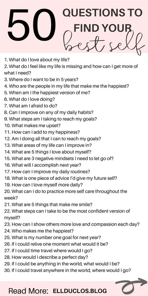 50 Questions To Answer To Find Your Best Self Personal Growth Self