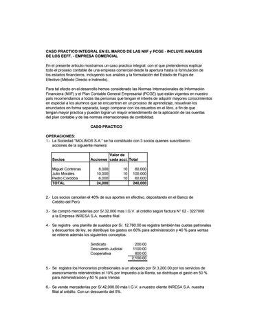 CASO PRACTICO EMPRESA COMERCIAL NIIF PCGE By Pascual Ayala Issuu