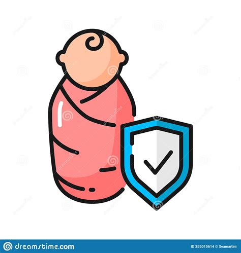 Baby Healthcare Protection Newborn Insurance Sign Stock Vector