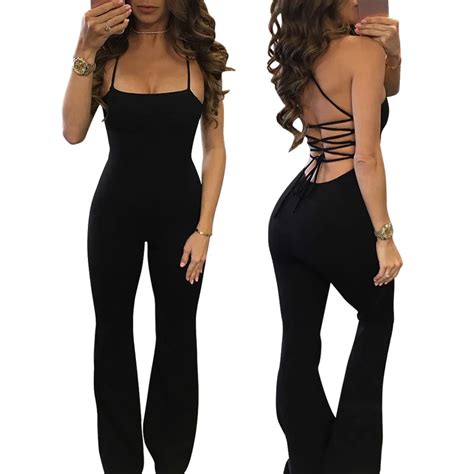 New Sexy Rompers Womens Jumpsuit Summer Overalls Bodysuit Plus Size Black Tight Backless