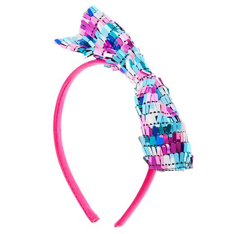 Pink And Blue Sequin Bow Headband Claires Us