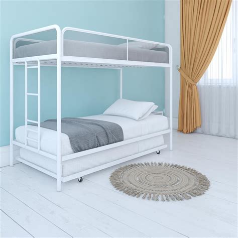 Dhp Triple Twin Bunk Bed In White Metal Cymax Business