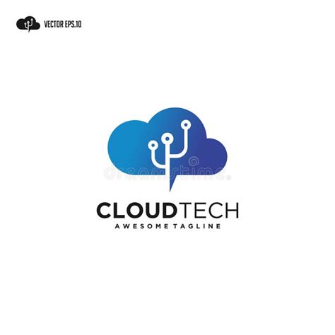 Cloud Tech Logo Design Concept Vector Tech Cloud Logo Template Vector
