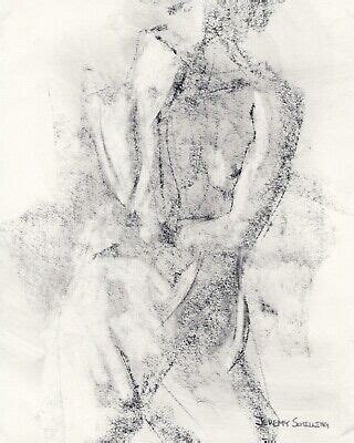 Female Nude Figure Original Graphite Drawing Naked Woman Feminine Hot Sex Picture
