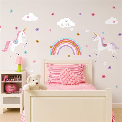 Glitter Unicorn Wall Sticker Girls Room Wall Art Unicorn Bedroom