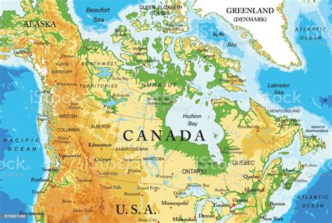 Lage von kanada innerhalb nordamerikas und der welt. Physische Karte Von Kanada Stock Vektor Art und mehr ...