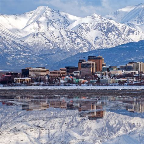 Download Anchorage Alaska City And Snowy Mountains Picture | Wallpapers.com