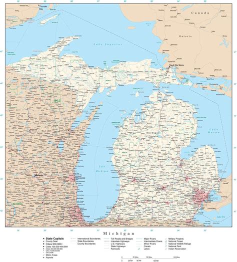 State Of Michigan Map With Cities And Counties