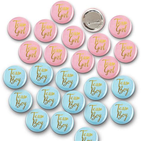 Gender Reveal Button Pins 50 Pcs Team Boy Girl Button Pins Baby Shower