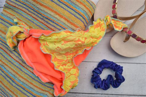 Swimsuit Thongs Summer Fashion Accessories Sea Holiday Beach Sun Stock