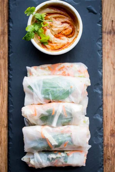 Thai Chicken Spring Rolls With Spicy Peanut Sauce Perrys Plate