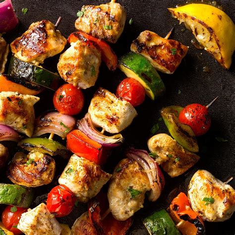 With plenty of lemon juice, fresh herbs, silky olive oil and tons wooden skewers are great, especially for big parties or groups. Lemon Chicken Skewers Recipe | Taste of Home