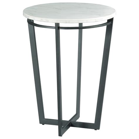 Hammary Sofia Contemporary Round Chairside Table With Marble Top