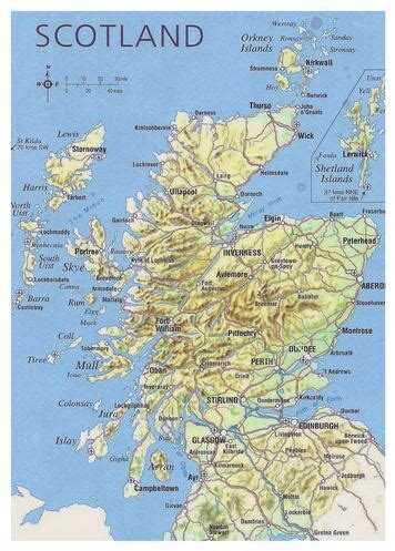 Map Of Scotland With Relief Roads Major Cities And Airports Small ?1560705923