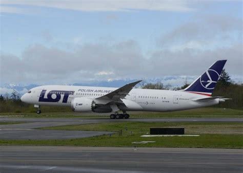 A Boeing 787 L N 86 Painted In LOT Livery Takes Off From Paine Field
