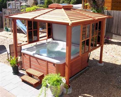 Hot Tub Enclosure Kits Hot Tub Pavilion Kit Made Of Redwood