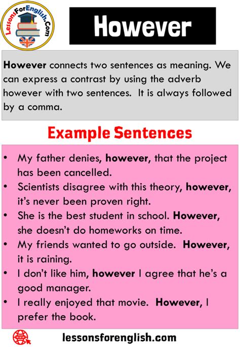 Uses However Definition And 6 Example Sentences With However Lessons